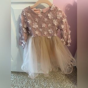 NWT 2T Blush Pink Floral and Tulle Toddler Dress.